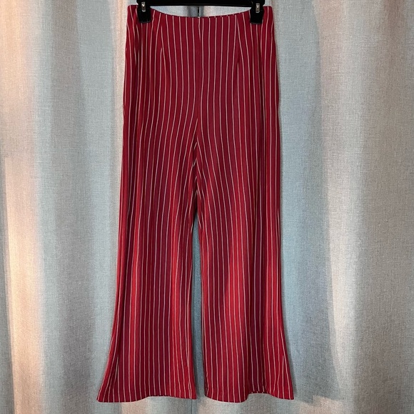 Sirena Pants - Miramar By Sirena Striped Red & White Cropped Flowy Pants Capris Women's Small